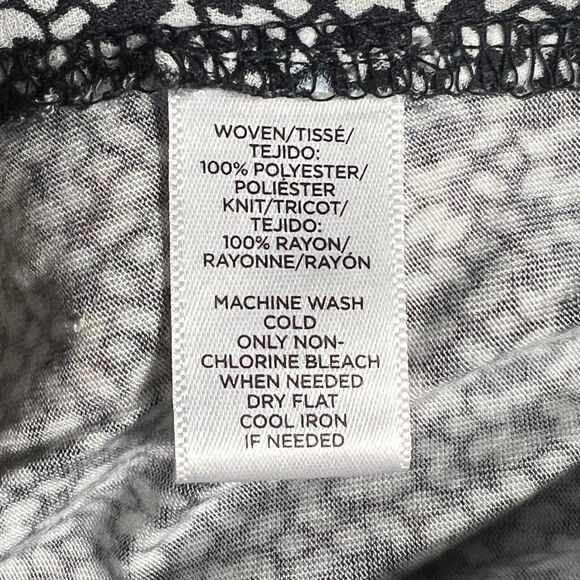 Ann Taylor LOFT Sleeveless Blouse Top Geometric Print Collared Black M Pockets - Picture 6 of 15